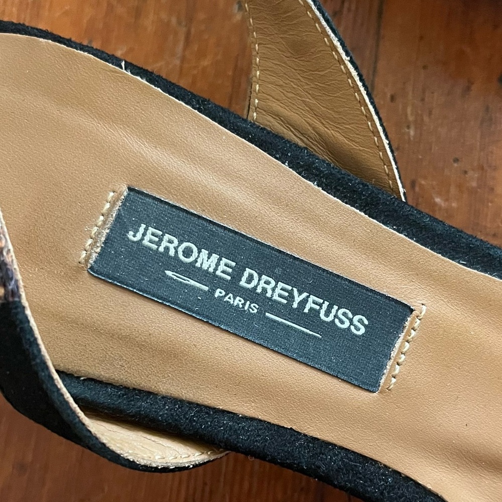 JEROME DREYFUSS Made in France Snakeskin Slingback Kitten Heels - Picture 8 of 8